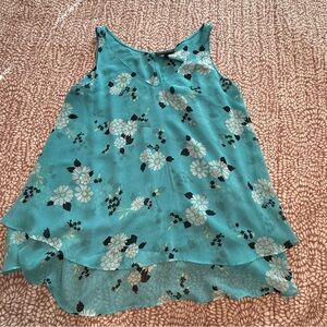 Lane Bryant Floral Tank Top - Teal and Black